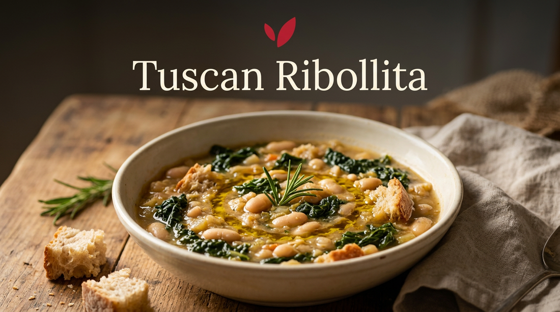 Tuscan ribollita - a rustic bowl of white cannellini beans, Tuscan kale, vegetables and bread finished with olive oil and rosemary, Hanuvier Wellness Hub