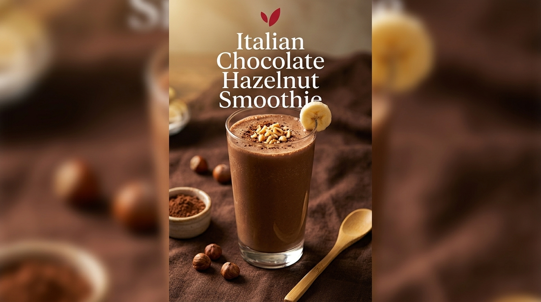 Italian Chocolate Hazelnut Smoothie - a rich deep chocolate-brown cacao and hazelnut smoothie inspired by the gianduja tradition of Piedmont Italy