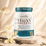 Hanuvier Vegan Plant Protein Powder with 5 Collagen Boosters, 20 g of Organic Pea & Rice Protein, 24 Servings, Vanilla